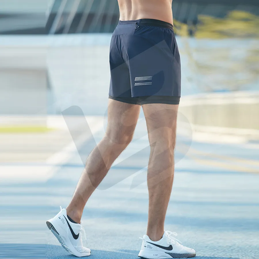 LS-B0167 Men's 2-in-1 Running Shorts in Green Variant 1, original product photograph