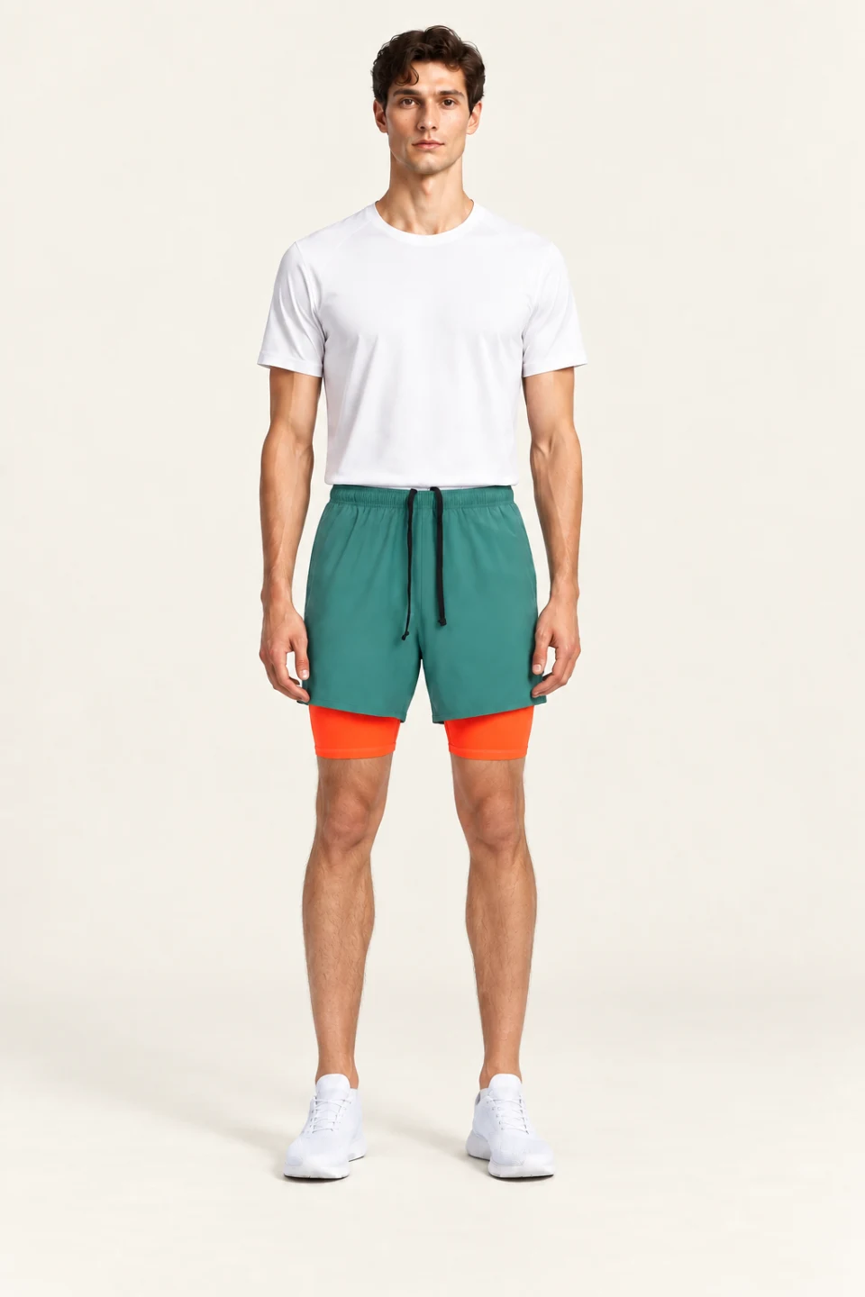 LS-B0175 Green + Neon Orange front view — standardized AI styling preview