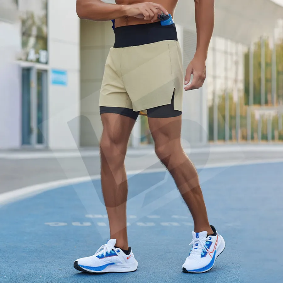 LS-B0180 Men's 2-in-1 Running Shorts in Toffee, original product photograph