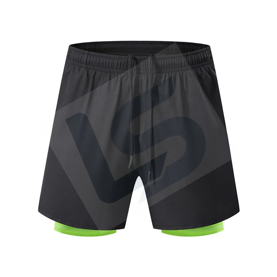 LS-B0184 Unisex 2-in-1 Running Shorts in Green Variant 3, original product photograph