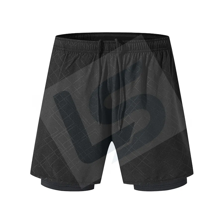 LS-B0184 Unisex 2-in-1 Running Shorts in Black Variant 2, original product photograph