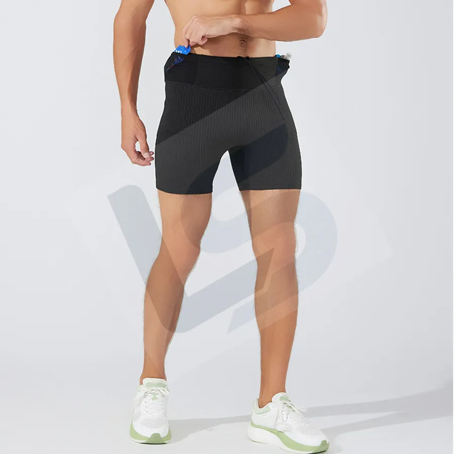LS-B0191 Unisex 2-in-1 Running Shorts in Black, original product photograph