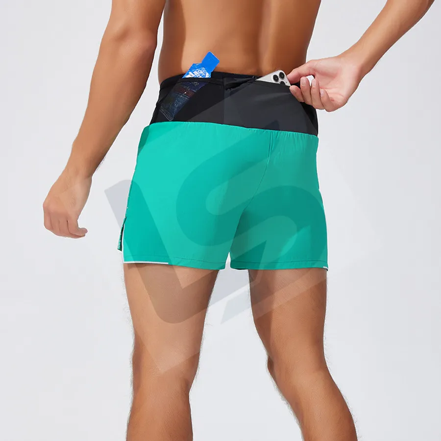LS-B0191 Unisex 2-in-1 Running Shorts in Green, original product photograph