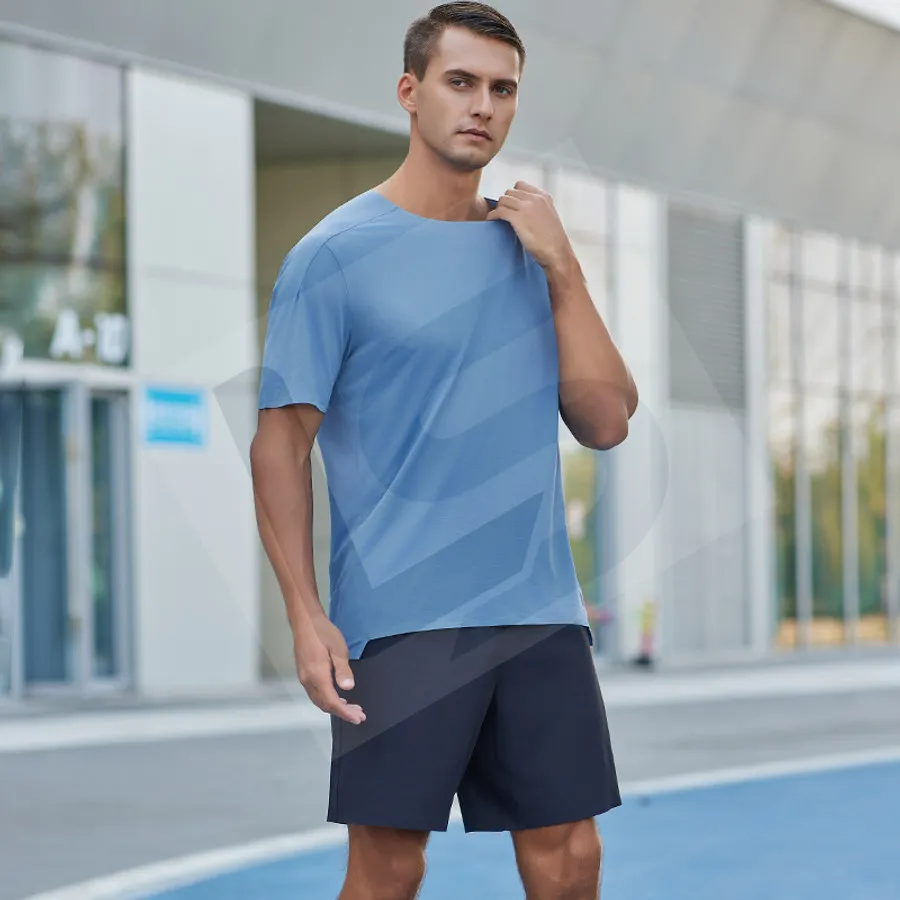 LS-B0195 Unisex Compression Shorts in Blue, original product photograph