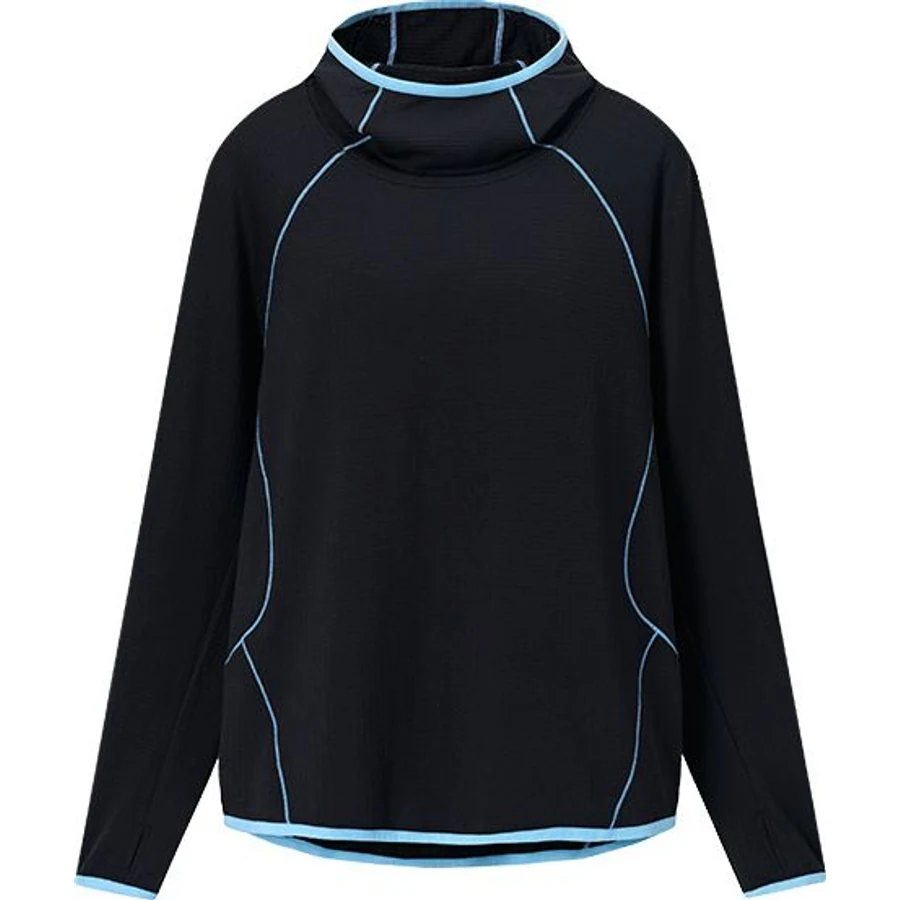 LS-B0211 Grid-Fleece Lightweight Hoodie in Black, original product photograph