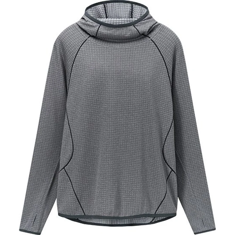 LS-B0211 Grid-Fleece Lightweight Hoodie in Heather Grey, original product photograph
