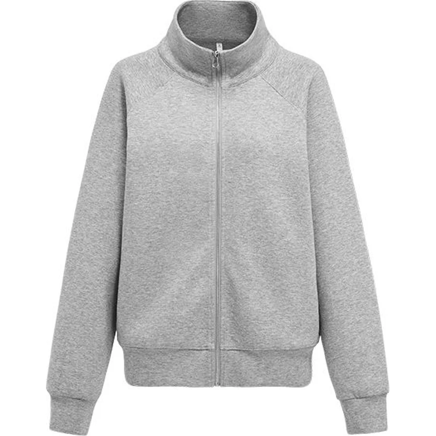 LS-B0217 Relaxed Stand-Collar Zip Sweatshirt in Heather Grey, original product photograph