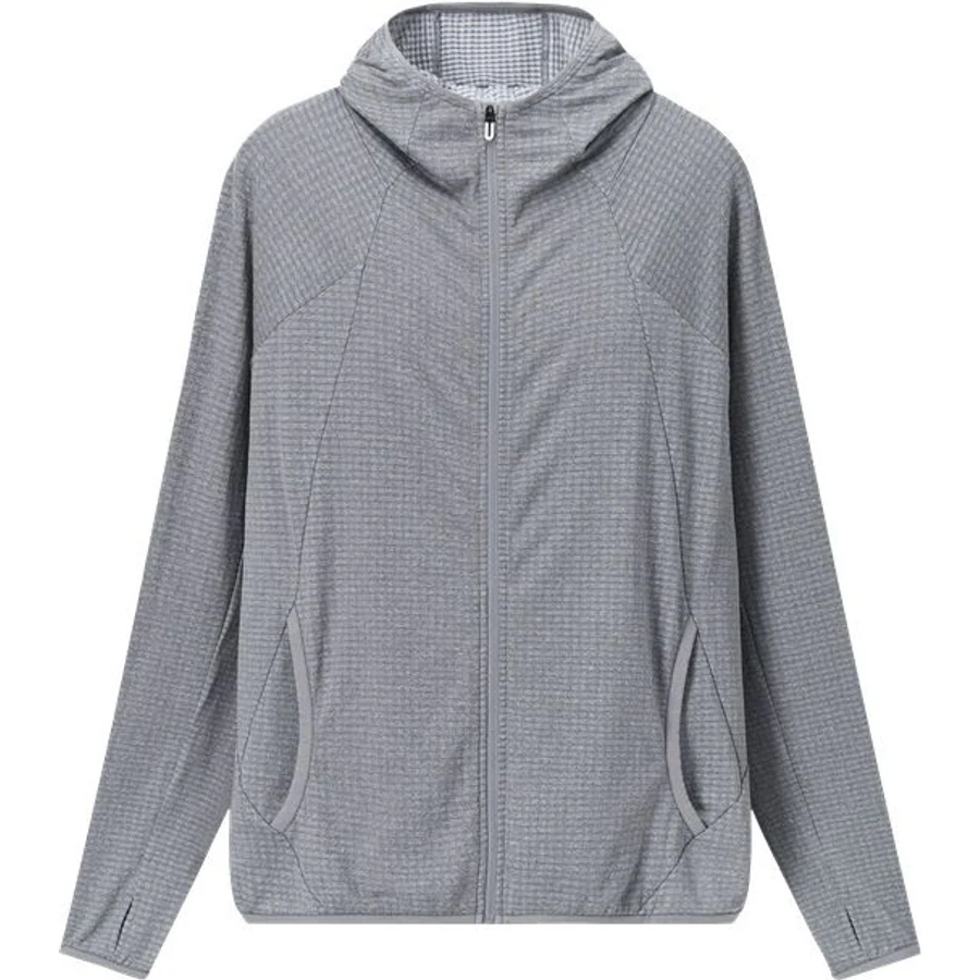 LS-B0221 Lightweight Zip-Front Hoodie in Heather Grey, original product photograph