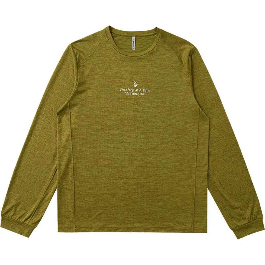 LS-B0236 Patterned Long-Sleeve Running Top in Moss Yellow, original product photograph