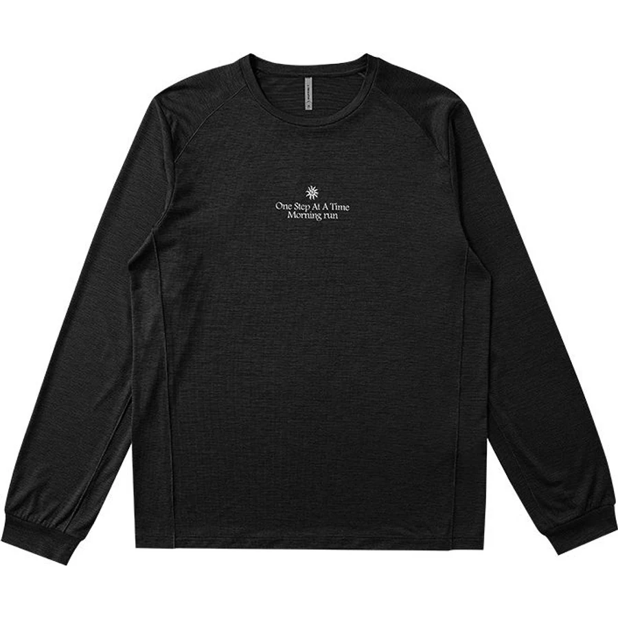 LS-B0236 Patterned Long-Sleeve Running Top in Charcoal Black, original product photograph