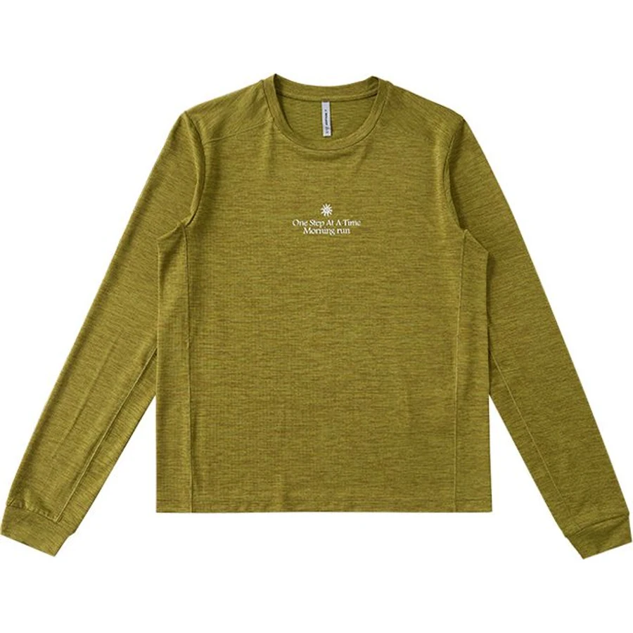LS-B0239 Graphic Long-Sleeve Running Top in Moss Yellow, original product photograph