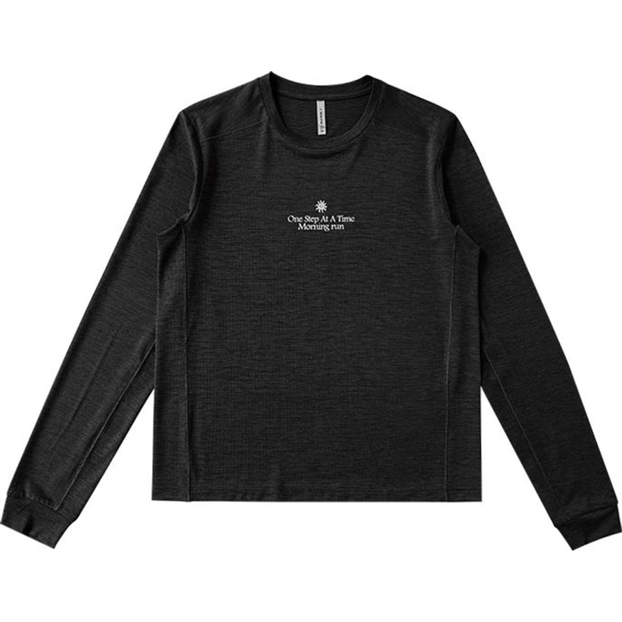 LS-B0239 Graphic Long-Sleeve Running Top in Charcoal Black, original product photograph