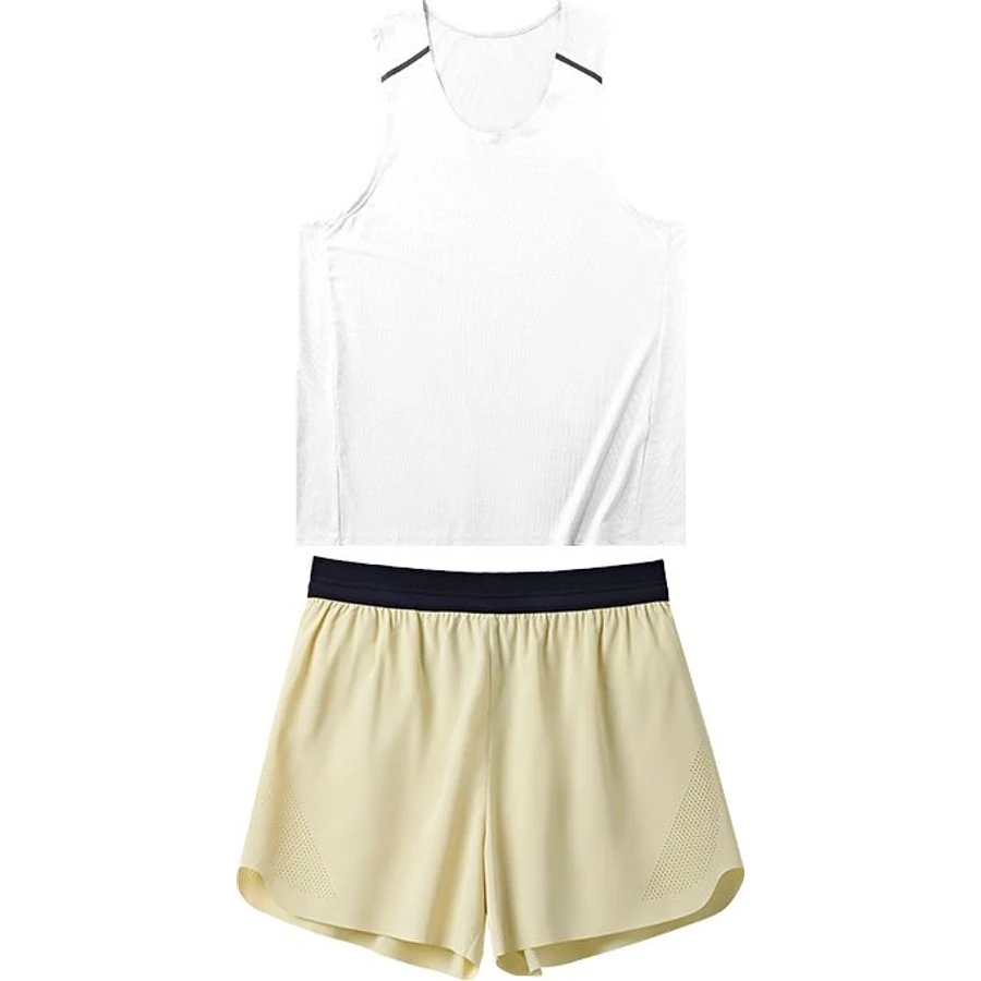 LS-B0246 Quick-Dry Tank & Running Shorts Set in White + Pear Green, original product photograph