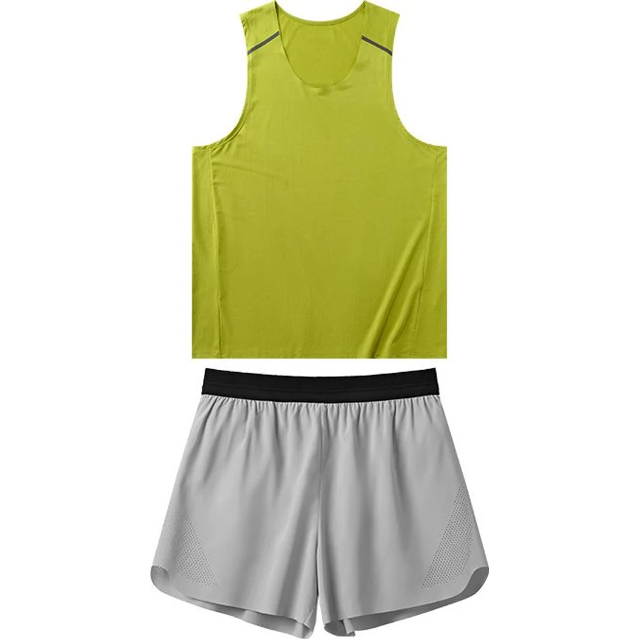 LS-B0246 Quick-Dry Tank & Running Shorts Set in Apple Green + Pine Mist, original product photograph