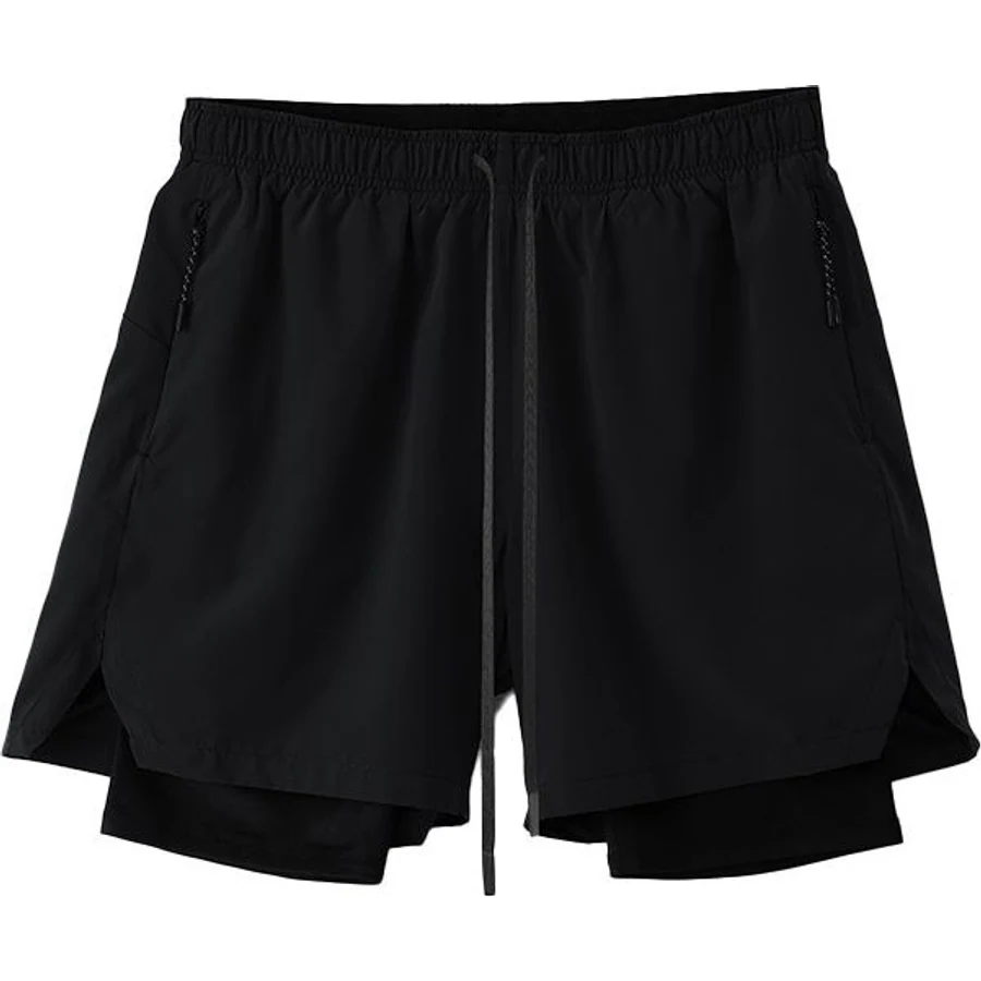 LS-B0266 Layered Training Shorts in Black, original product photograph