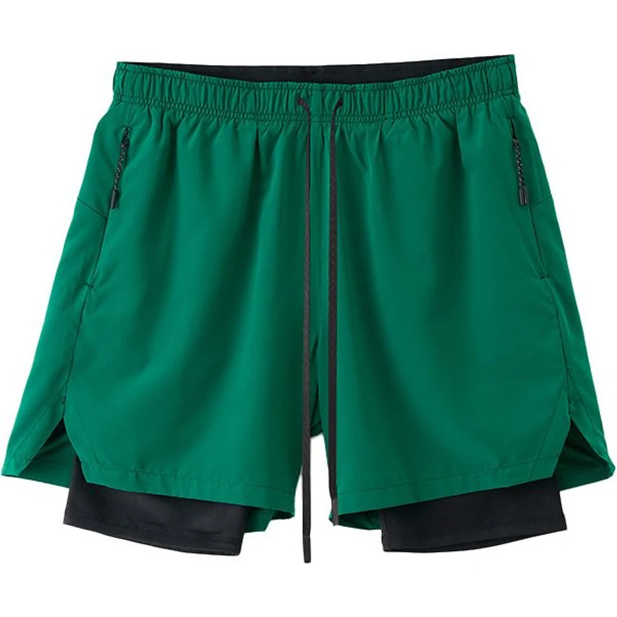 LS-B0266 Layered Training Shorts in Dark Green, original product photograph