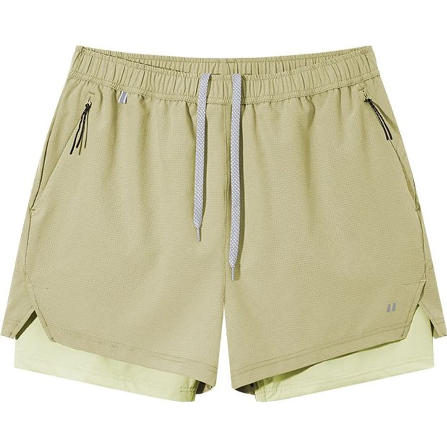 LS-B0270 2-in-1 Outdoor Running Shorts in Khaki, original product photograph