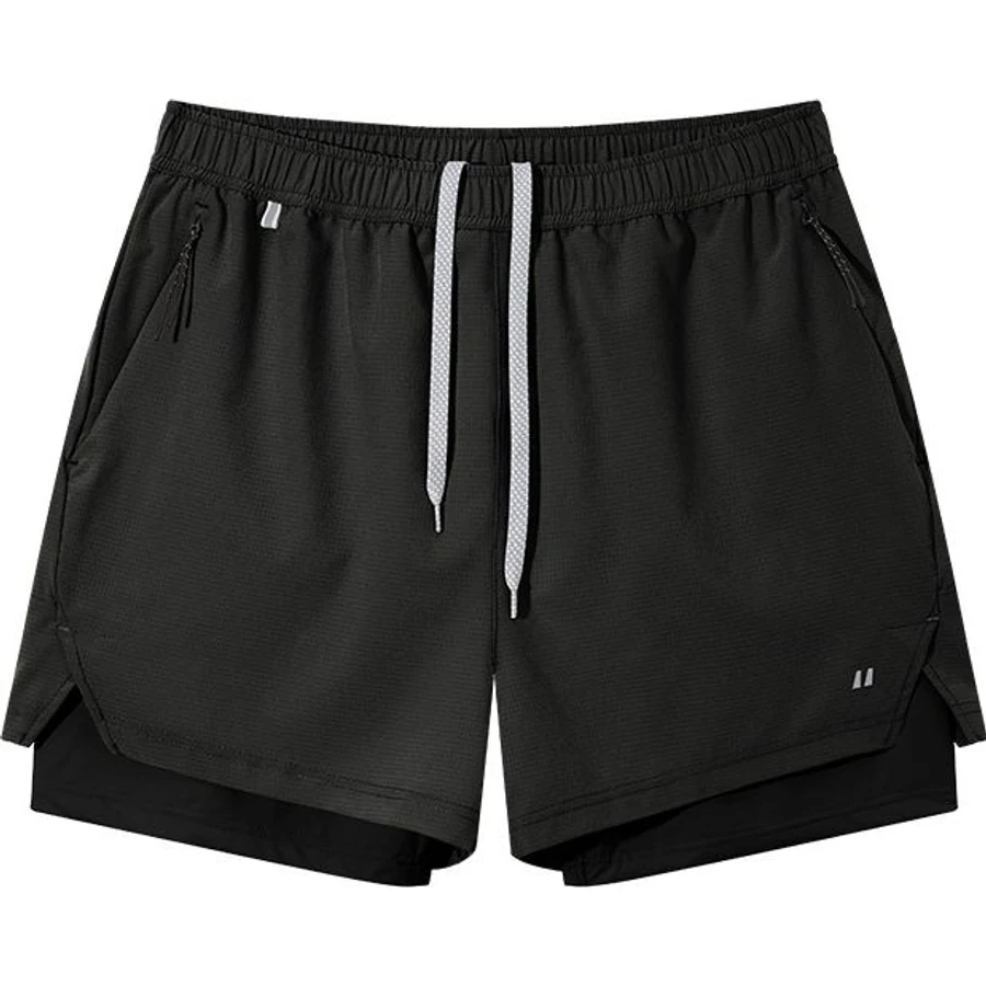 LS-B0270 2-in-1 Outdoor Running Shorts in Obsidian Black, original product photograph