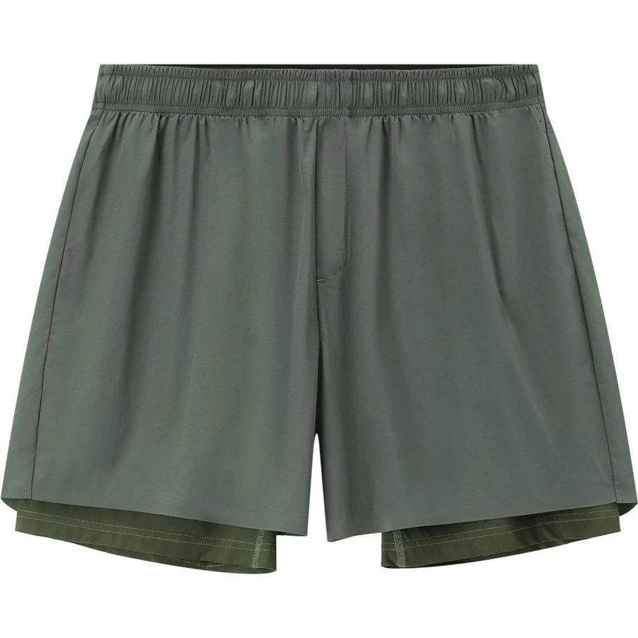 LS-B0273 Bonded Double-Layer Running Shorts in Moss Green, original product photograph