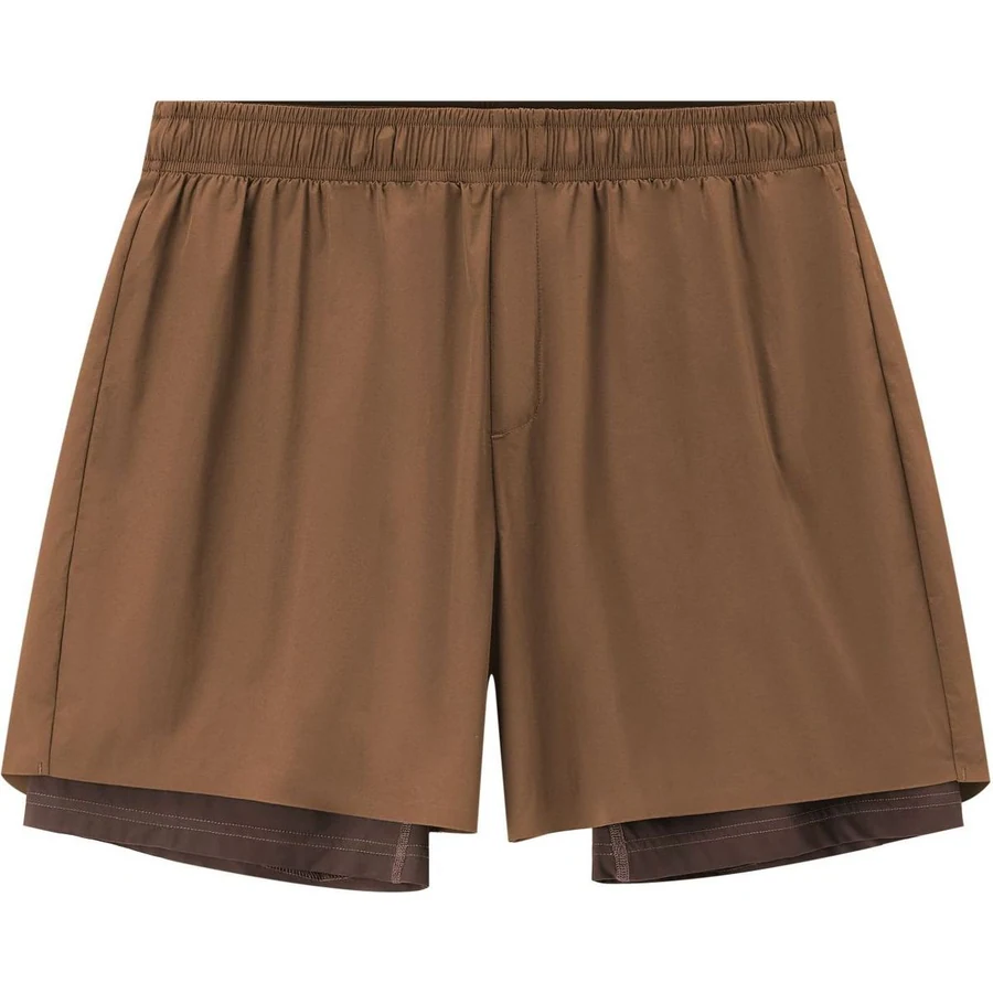 LS-B0273 Bonded Double-Layer Running Shorts in Caramel Brown, original product photograph