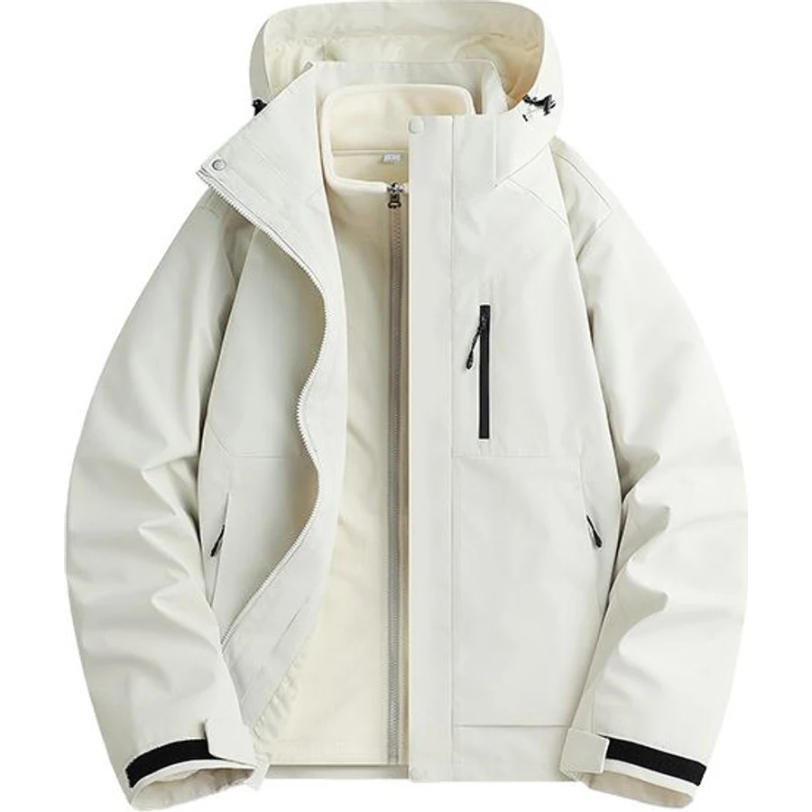 LS-B0290 Hooded Outdoor Shell Jacket in Khaki, original product photograph