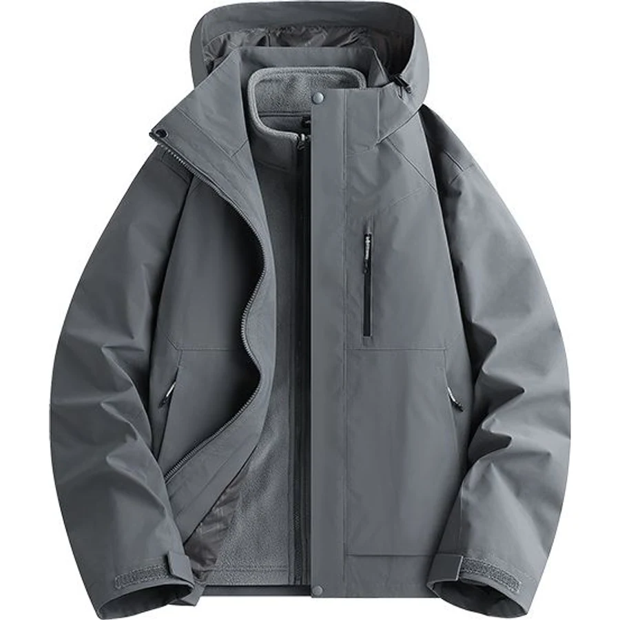 LS-B0290 Hooded Outdoor Shell Jacket in Dark Grey, original product photograph