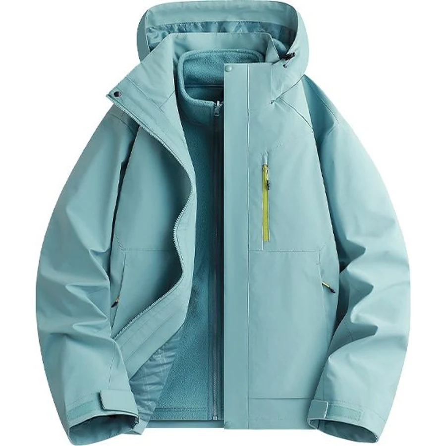 LS-B0290 Hooded Outdoor Shell Jacket in Mustard Blue, original product photograph