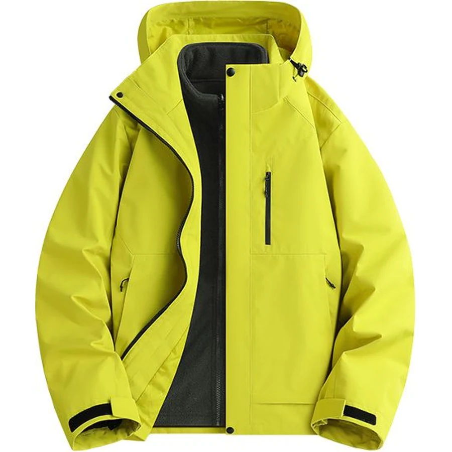 LS-B0290 Hooded Outdoor Shell Jacket in Lime Yellow, original product photograph