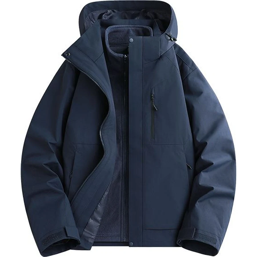 LS-B0290 Hooded Outdoor Shell Jacket in Navy, original product photograph