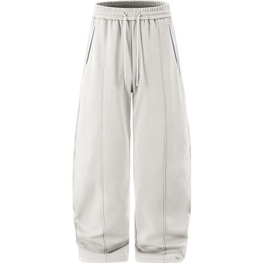 LS-B0302 Fleece-Lined Curved Sweatpants in Light Grey, original product photograph