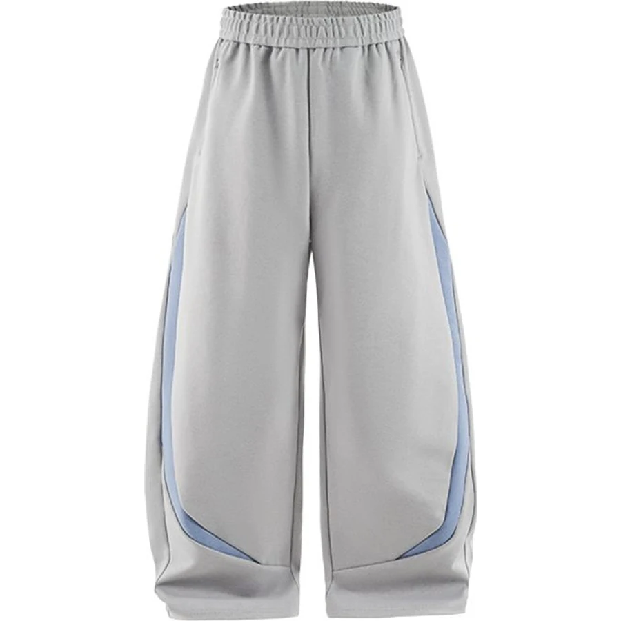 LS-B0304 Contrast-Panel Knit Sweatpants in Grey, original product photograph