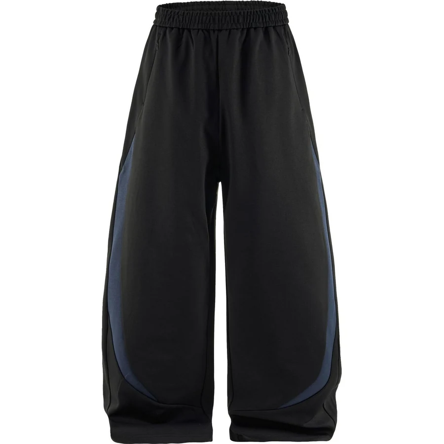 LS-B0304 Contrast-Panel Knit Sweatpants in Black, original product photograph