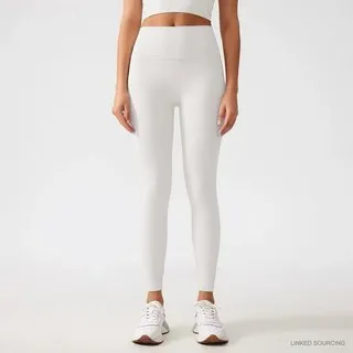 LS-B0318 Brushed High-Waist Yoga Leggings in White, original product photograph