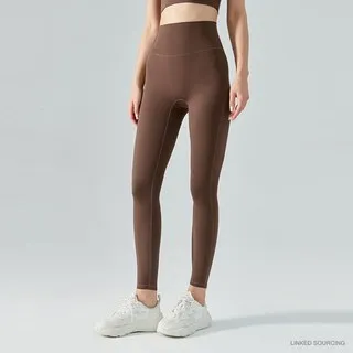 LS-B0319 Brushed High-Rise Cropped Leggings in Chestnut Brown, original product photograph