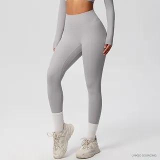 LS-B0320 Brushed Cropped Yoga Leggings in Frost Grey, original product photograph