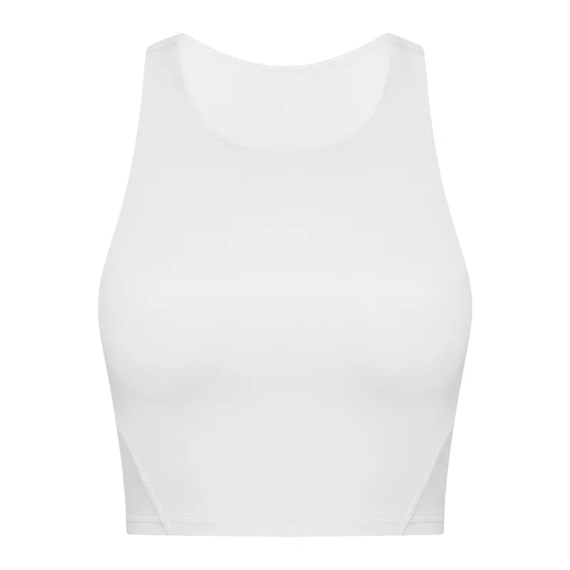 LS-B0323 Brushed Padded Racerback Yoga Tank in White, original product photograph