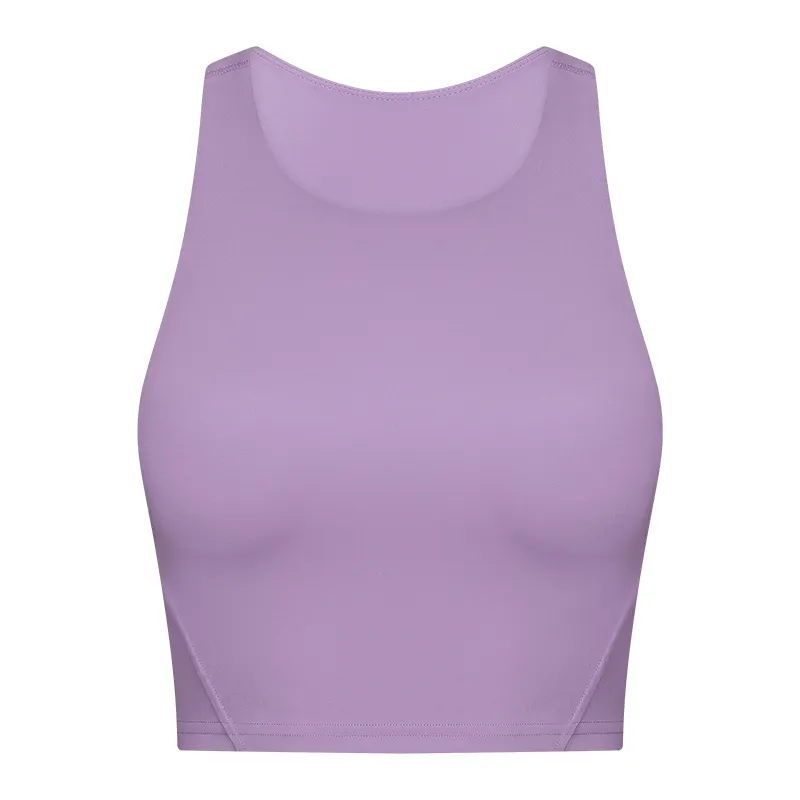 LS-B0323 Brushed Padded Racerback Yoga Tank in Lilac, original product photograph