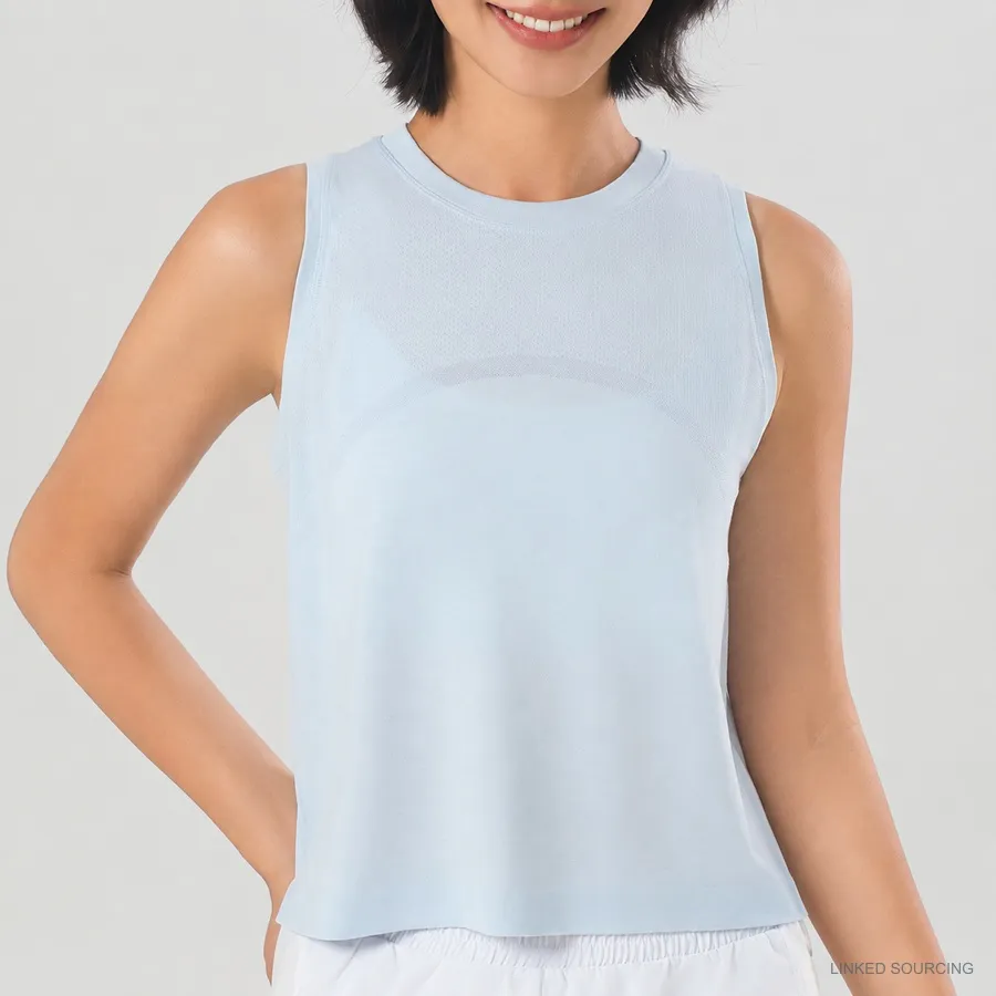 LS-B0325 Lyocell-Wool Mesh Tank in Light Blue, original product photograph