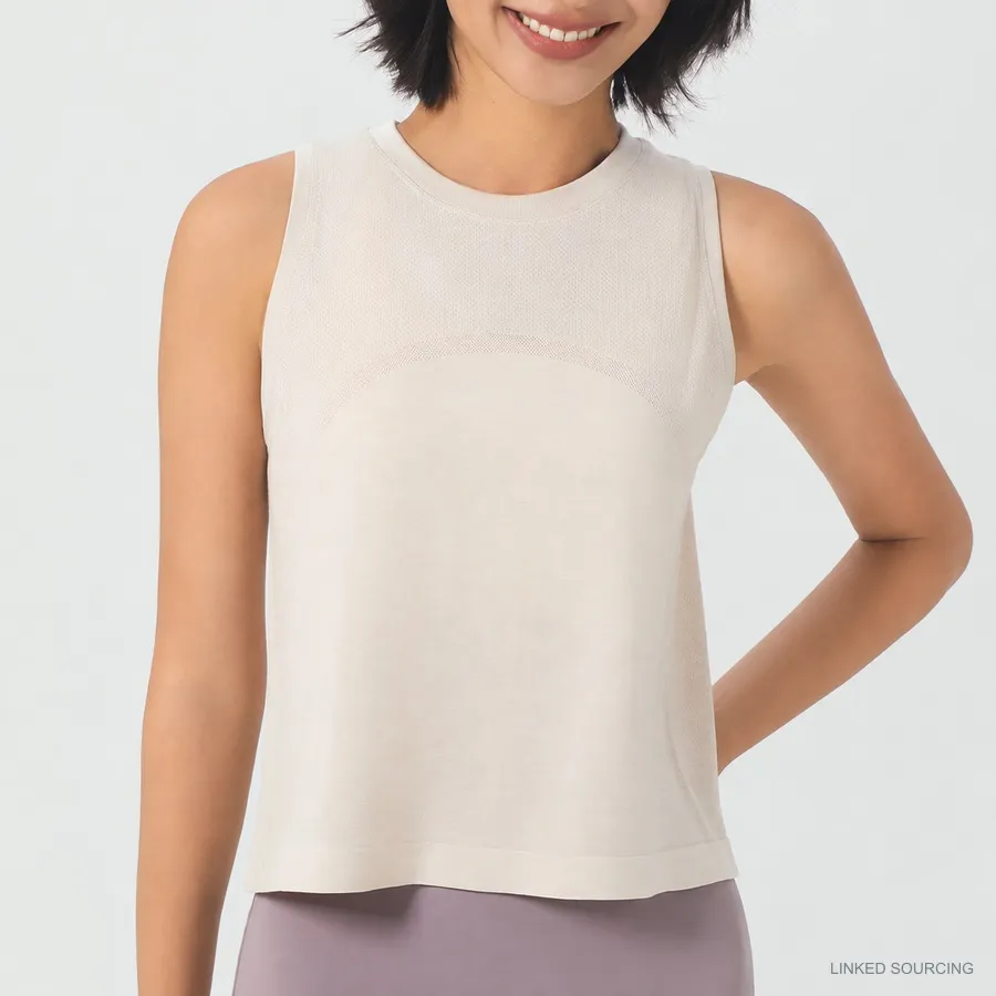 LS-B0325 Lyocell-Wool Mesh Tank in Apricot, original product photograph