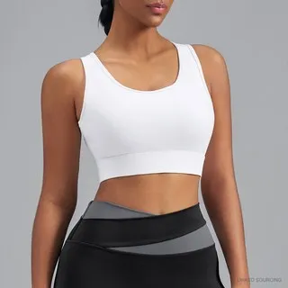 LS-B0336 Brushed Cross-Back Sports Bra in White, original product photograph