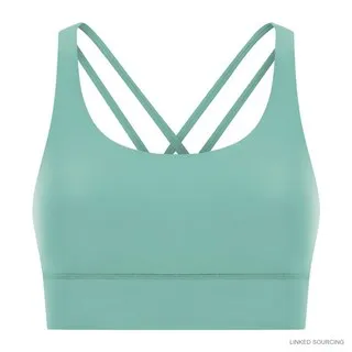 LS-B0339 Brushed Cross-Strap Sports Bra in Mint Green, original product photograph