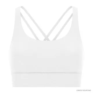 LS-B0339 Brushed Cross-Strap Sports Bra in White, original product photograph