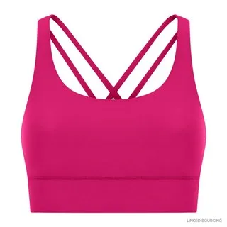 LS-B0339 Brushed Cross-Strap Sports Bra in Viva Magenta, original product photograph