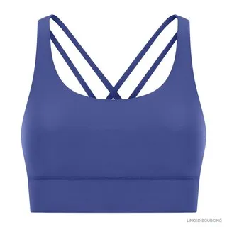 LS-B0339 Brushed Cross-Strap Sports Bra in Royal Blue, original product photograph