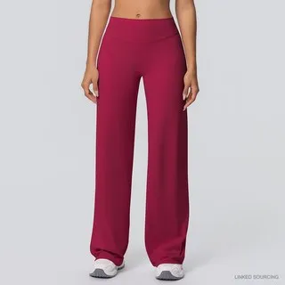 LS-B0341 Brushed Wide-Leg Yoga Pants in Carmine Red, original product photograph