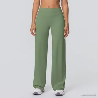 LS-B0341 Brushed Wide-Leg Yoga Pants in Cedar Green, original product photograph