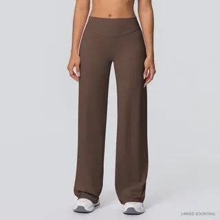LS-B0341 Brushed Wide-Leg Yoga Pants in Espresso Brown, original product photograph