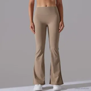 LS-B0345 Brushed High-Waist Flared Yoga Pants in Cocoa, original product photograph
