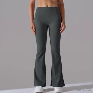 LS-B0345 Brushed High-Waist Flared Yoga Pants in Graphite Grey, original product photograph