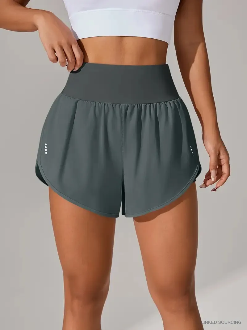 LS-B0346 High-Waist Ruffle Running Shorts in Grey, original product photograph